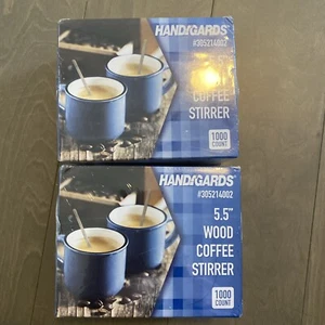 2 Boxes Of Wood Coffee Stirrer 5.5" 1000 Count In Each Box NEW Handigards - Picture 1 of 3