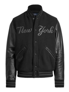 Chaqueta de bombardero de béisbol Polo Ralph Lauren NY Yankees MLB negra edición limitada nueva con etiquetas - Imagen 1 de 9
