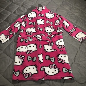 Girls Sanrio Hello Kitty Pink Fleece  Belted Robe Size S (6) Pockets - Picture 1 of 12