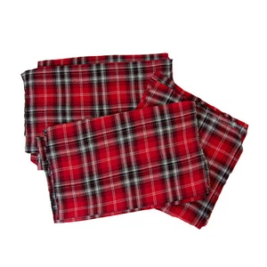 Red Plaid Cotton Upcycled Apparel Fabric Sewing Material Scrap Panels (7pc Lot) - Picture 1 of 3