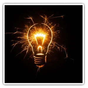 2 x Square Stickers 10 cm - Light Bulb Sparking Vintage Retro  #45549 - Afbeelding 1 van 9