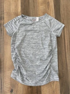 Maternity Short Sleeve Crew Neck Side Shirred T-Shirt Isabel Maternity Gray Sz S - Picture 1 of 4