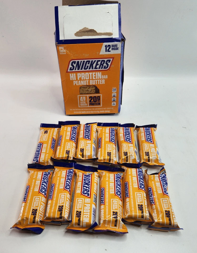 CASE Unopened SNICKERS Peanut Butter Hi Protein Bars 96 Count 20g Protein Bars