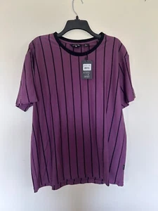 Level Ten Mens Crew Neck T-Shirt Vertical Stripes Purple Size XL - Picture 1 of 3