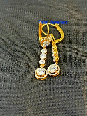 0,50CT Simulierte Diamant Tropfen/Dangle Ohrringe 14K Gelbgold Beschichtet - Bild 1 von 4