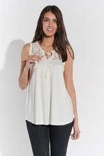 Vestino Weites Damen-Top Hippie mit Spitzen-Einsatz aus Weichem Viskose-Jersey