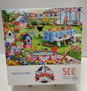 Backyard BBQ "4th Of July" 500 Piece Jigsaw Puzzle by Buffalo 21.25" X 15" - Picture 1 of 4