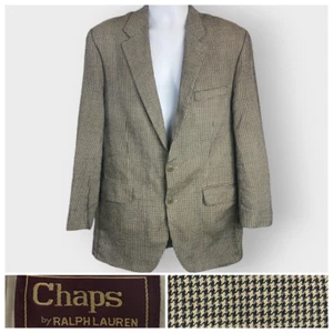 Vintage Chaps Ralph Lauren Mens Houndstooth Blazer | 42X | Silk Wool | Vented - Picture 1 of 15