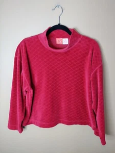 Liz & Co. women's M velour pullover red with diamond print mock neck long sleeve - Picture 1 of 7