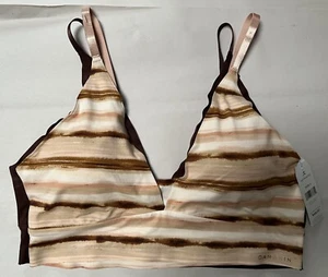 NWT DANSKIN INTIMATES  1 MULTI STRIPE 1 BROWN BRA DS2903 SIZE LARGE $48 - Picture 1 of 2