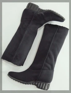 ANNE KLEIN Black Suede/Fur Winter Boots-Knee or Ankle 6.0M* Italy FINAL PRICE - Picture 1 of 7