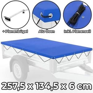 Lona de remolque + barra de lona 257 x 134 cm lona plana Stema 750 kg lona de cubierta coche - Imagen 1 de 10