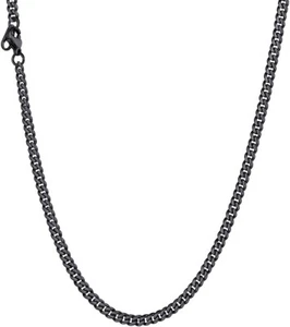 Stylish Cuban Chain for Men Women Black Tone 100% 316L Stainless Steel 3mm 66cm - Picture 1 of 3
