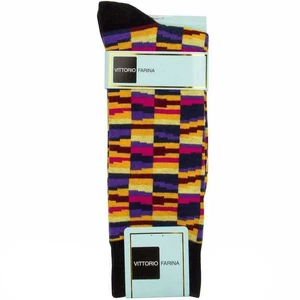 Calcetines de vestir de diseñador Vittorio Vico Farina a rayas locas para hombre en media pantorrilla, algodón - Imagen 1 de 12