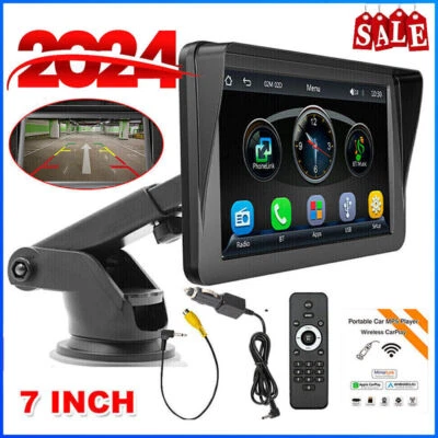 RACRDO Portable BT Wireless Apple Carplay Car Stereo Android Auto 7" Touch Screen Radio