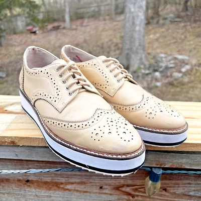 Shellys  Wingtip Oxford Shoes Platform Wedge Heel Round Toe Lace Up Dress Shoes - Image 1 of 4