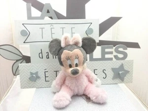 Disney peluche Minnie bébé fourrure rose avec carillon 23 cm environ assis - Photo 1/2