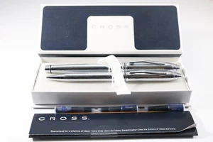 Juego de bolígrafos vintage Cross Townsend cromados brillantes eclosionados con eclosión (estuche y tinta) - Imagen 1 de 17