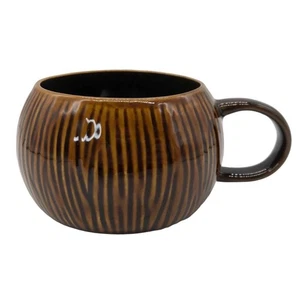 Nuevo Starbucks 2013 taza de cerámica en forma de coco taza de café crestas a rayas marrones - Imagen 1 de 6