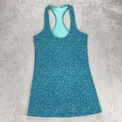 Camiseta sin mangas Lululemon espalda deportiva entrenamiento estampado cachemir azul verde azulado S Foto 1 de 4