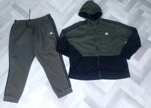 MEN'S Adidas Tracksuit GREEN XXL cotton hooded / hoodie - Picture 1 of 10