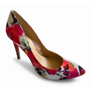 Jessica Simpson 7,5 Veronica Pumps Blumen Aquarell Heels rosa rot schwarz Flirty - Bild 1 von 10