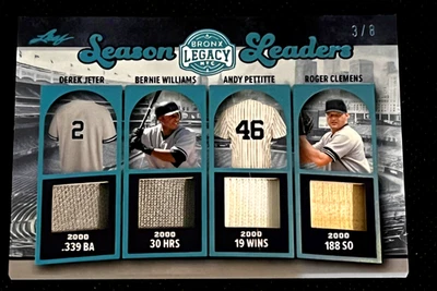 Hoja Bronx Legacy Derek Jeter Williams Pettite Clemens Quad Relic Teal 2025/08 Foto 1 de 2