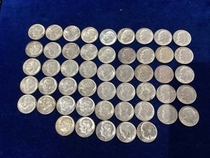 1946 Roosevelt Silver Dimes Roll of 50 XF-AU Coins First Year Issue   E1783 - Picture 1 of 18