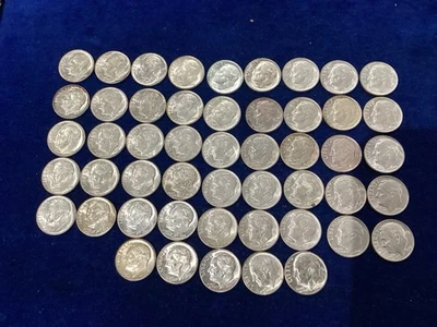 1946 Roosevelt Silver Dimes Roll of 50 XF-AU Coins First Year Issue   E1783 - Image 1 of 4