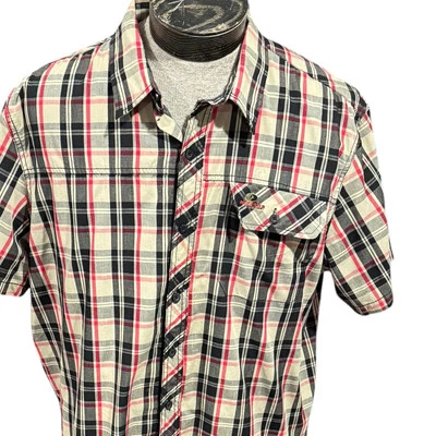 Camisa camuflada marca Mossy Oak para hombre con cuello abotonado manga corta talla XL a cuadros Foto 1 de 4