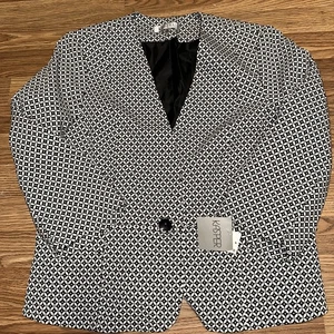 NWT Kasper Black And White Design blazer jacket size 16 - Picture 1 of 5