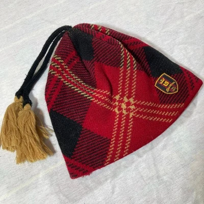 Burton Niño Pequeño Rojo y Negro Borla a Cuadros Gorro de Esquí FLAW Rider Snowboard Exterior Foto 1 de 4