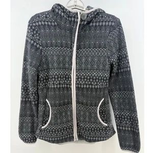 prAna Arka Pulloverjacke grau gemustert Kapuze Reißverschluss Damen Größe M - Bild 1 von 10