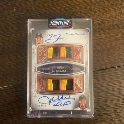Parche cuádruple Topps Sterling Juan Soto/Manny Machado usado en juegos rojo automático 5/5 2024 Foto 1 de 3