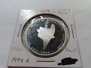 W19 Germany 1994-A Silver 10 Marks Attempt on Hitler's Life Proof - Picture 1 of 2