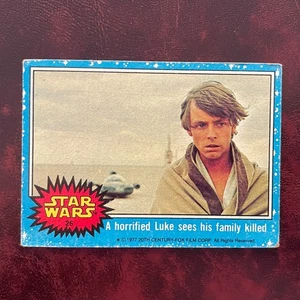 1977 Topps STAR WARS Blue Set A HORRIFIED LUKE SEES HIS FAMILY KILLED #26* VG-EX - Imagen 1 de 2