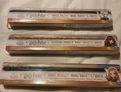 Harry Potter Wands x3 Inc HERMIONE GRANGER, DRACO, GINNY WEASLEY.   - Image 1 of 4
