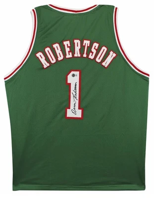 Oscar Robertson Authentic Signed Green Pro Style Jersey BAS Witnessed - Image 1 of 2