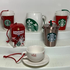 Lot Starbucks Christmas Ornaments 6 Coffee Idaho Espresso To Go Ceramic Metal - Picture 1 of 24