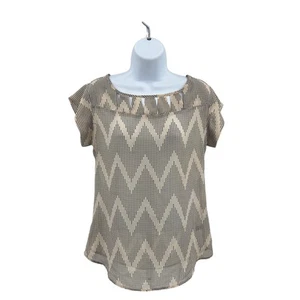 The Limited Sheer Chevron Polka Dots Top WMNS XS Black Ivory Scoop Neck Zick Zag - Bild 1 von 7