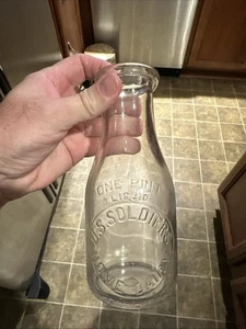 Sehr seltene geprägte Pint Milchflasche US-Soldaten Haus Molkerei Washington DC - Bild 1 von 13
