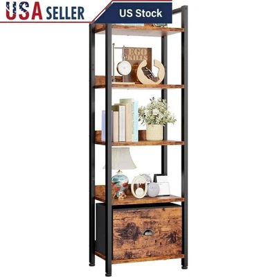 Estantería delgada de 5 niveles que ahorra espacio unidad de exhibición de almacenamiento con cajón oficina en casa EE. UU. Foto 1 de 4