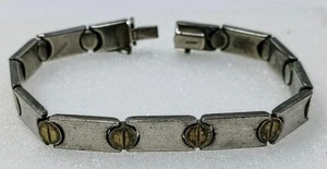BRACCIALE ITALIA ARGENTO STERLING 925 E DESIGN A MAGLIE A VITE 15,5 GRAMMI - Foto 1 di 6