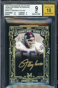 2015 LAWRENCE TAYLOR TOPPS MUSEUM COLL SIGNATURE SERIES GOLD INK /5 BGS 9/10 - Picture 1 of 3