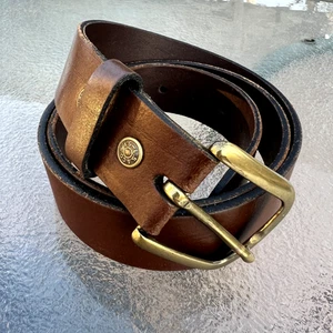 Levi's Brown Leather Belt 38/95 Brass Buckle Genuine Vintage Style Guatemala - Picture 1 of 4