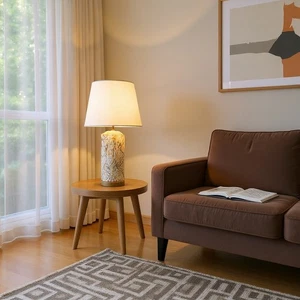 Lampada da tavolo grande moderna ceramica oro paralume astratto orientale sala luce 64 cm - Foto 1 di 7