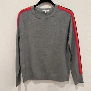 J. Society Mujer Manga Larga Chevron Rayas Gris Cuello Redondo Suéter Talla Mediana - Imagen 1 de 7