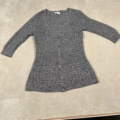 Cárdigan DKNY Gris/Blanco Mármol Botón Frontal Mangas 3 Cuartos Para Mujer Mediano Foto 1 de 4