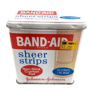 Vintage Band-Aid Sheer Strips Johnson Johnson Tin Box Misc bandages - Picture 1 of 7