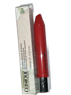 Clinique Chubby Plump & Shine Liquid Lip Plumping Gloss in Super Scarlet - NIB - Image 1 of 2